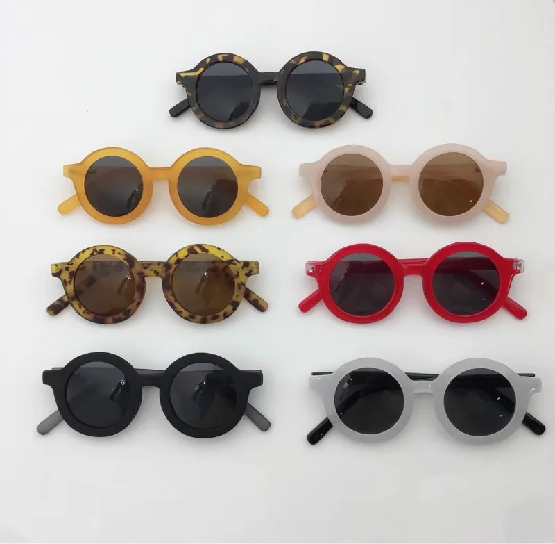 

Wholesale RTS 4 Designs Round Flower Heart Fashion Vintage Retro Child Boy Girls Cute Sun Glasses Kids Baby Round Sunglasses