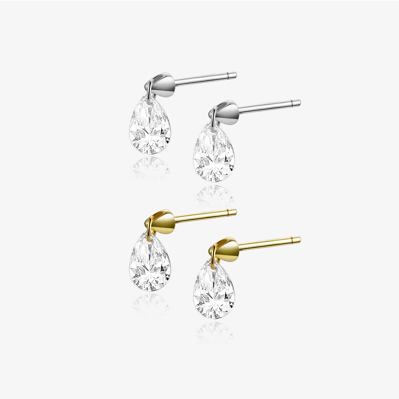 FUAMAY Simple 18K Gold Plated 925 Sterling Silver Earrings Solitaire Water Drop Stud Earrings