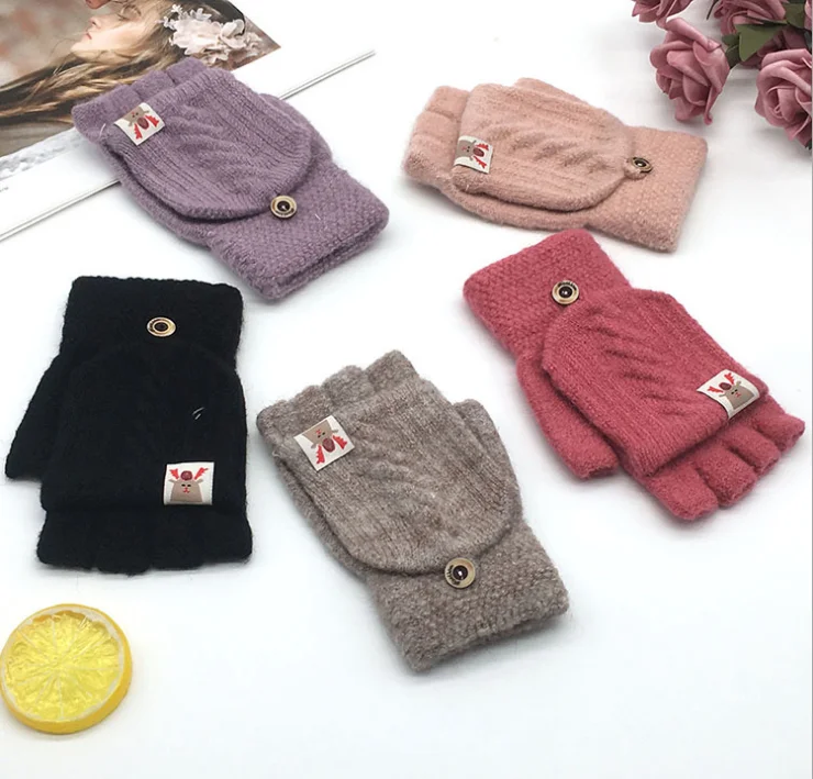 
Hot sale cute acrylic knitted dot fashion winter hands magic gloves 