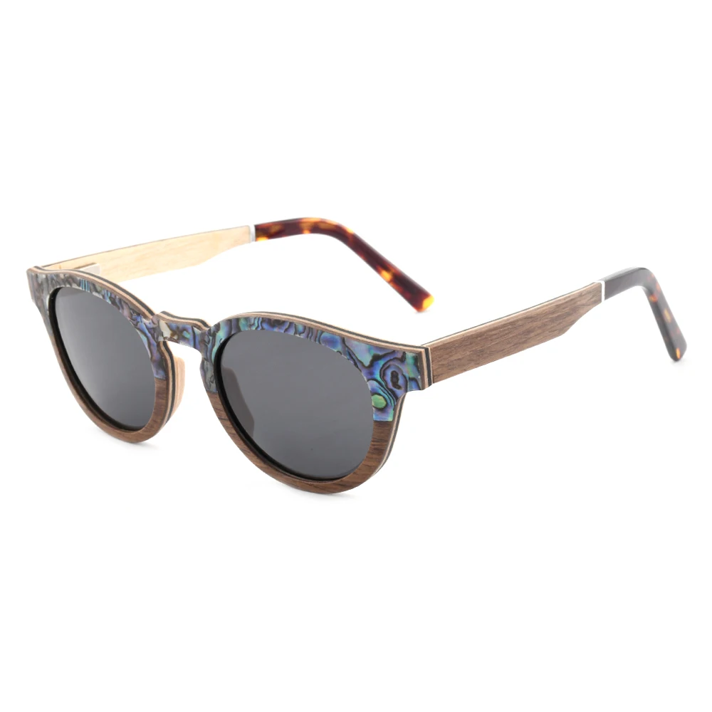 

2023 friendly natural OAK wood sunglasses abalone shell Sunglasses handmade