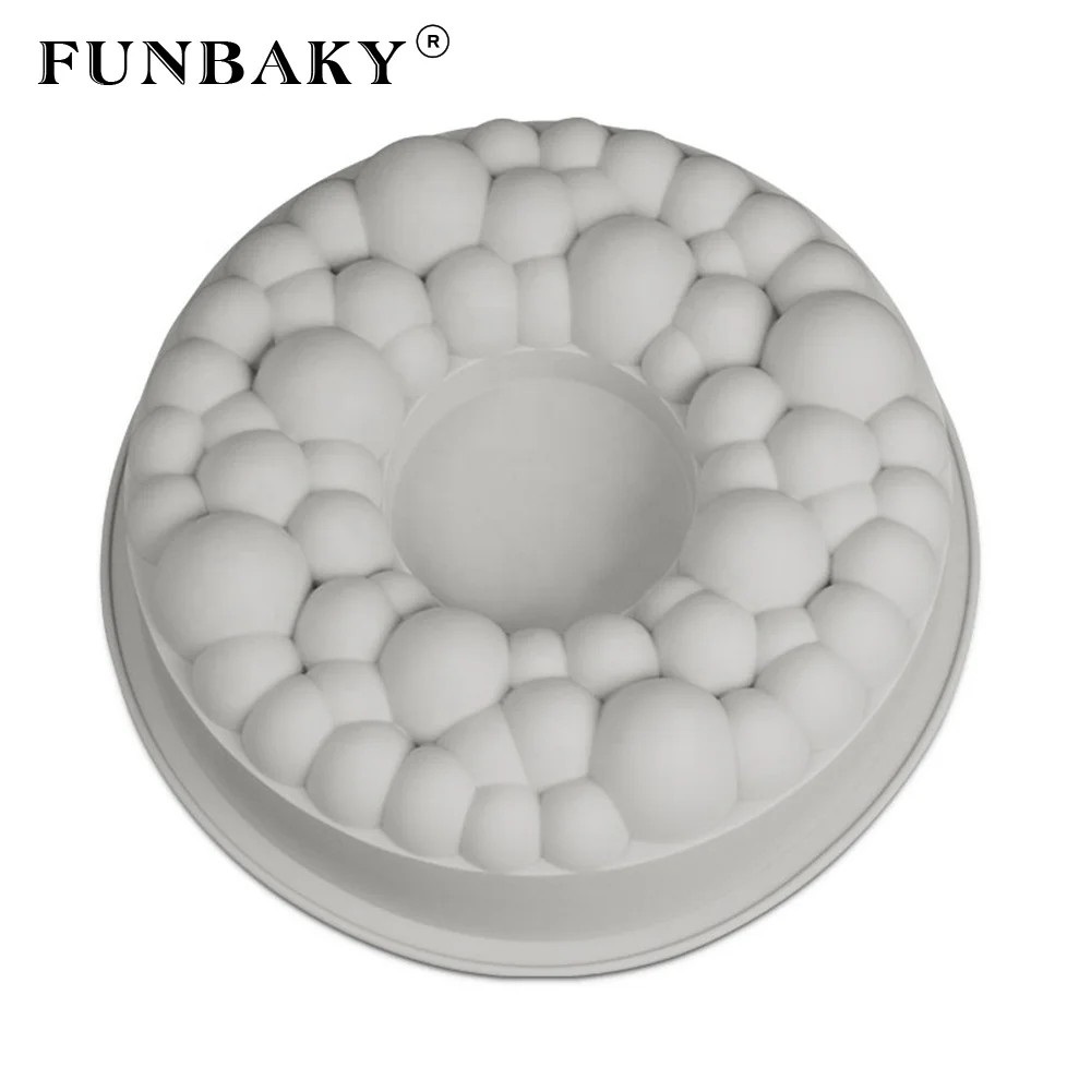 

FUNBAKY JSC2689 New design round cylinder bubble - bubble shape large volume cake silicone mold single mousse cake mould DIY, Customized color