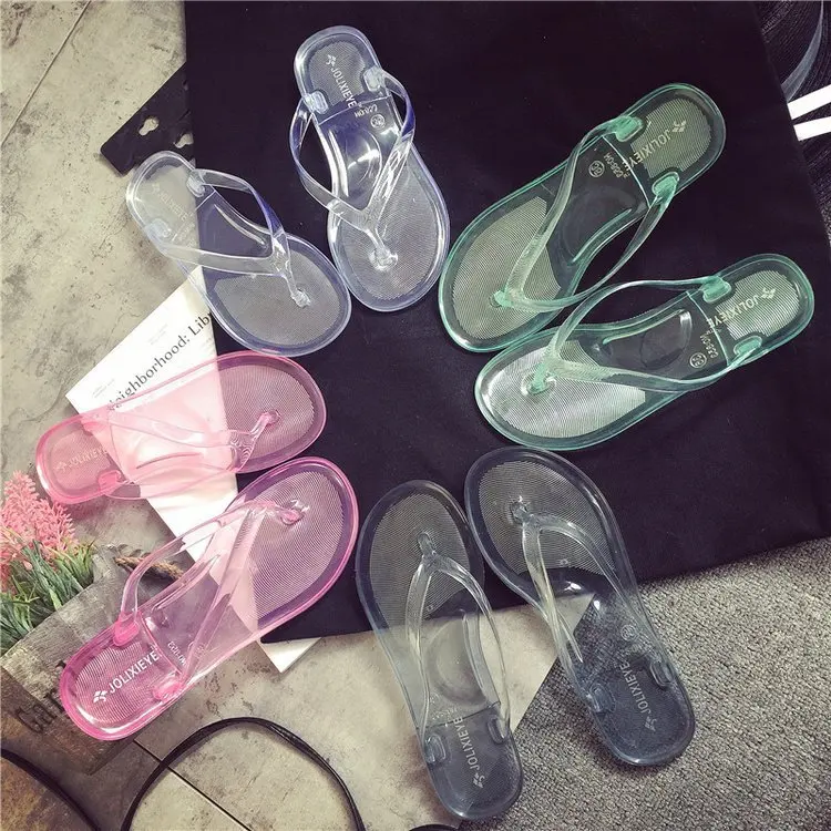 

Flip Flops shoes woman sandals PVC Transparent candy color women slippers 2021 summer Flats ladies shoes, Picture