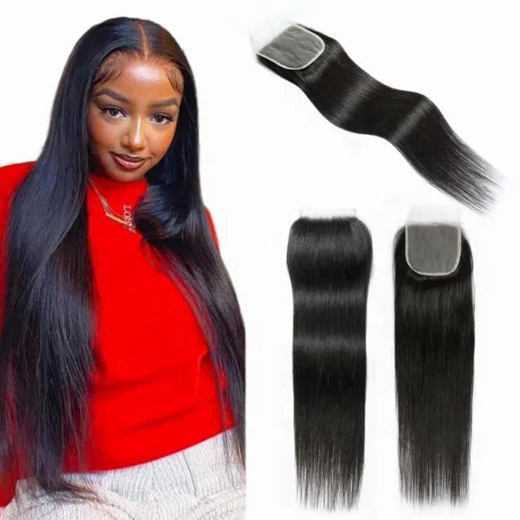 

Straight 4x4 Human Hair Lace Closure 12-20Inch Brazilian Virgin Free Part Lace Closure Straight Free Part 4x4 HD Lace Closure