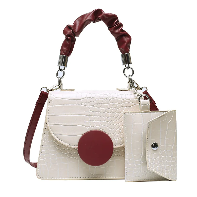 

Fashion Retro Crocodile Pattern Handle Single Shoulder Bag Red And White Red And Black Designer Handbag
