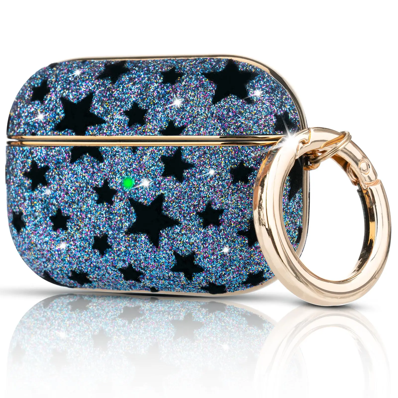 

2021 Kingxbar luxury fabric with gems glitter shinning stars diamond flashing powder shockproof PC covers for AirPods Pro case