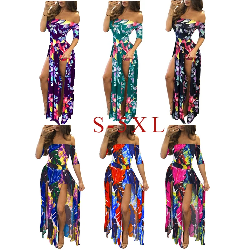 

2021 African Long Maxi Women Clothing Plus Size Printed Floral Casual Summer Women Dress