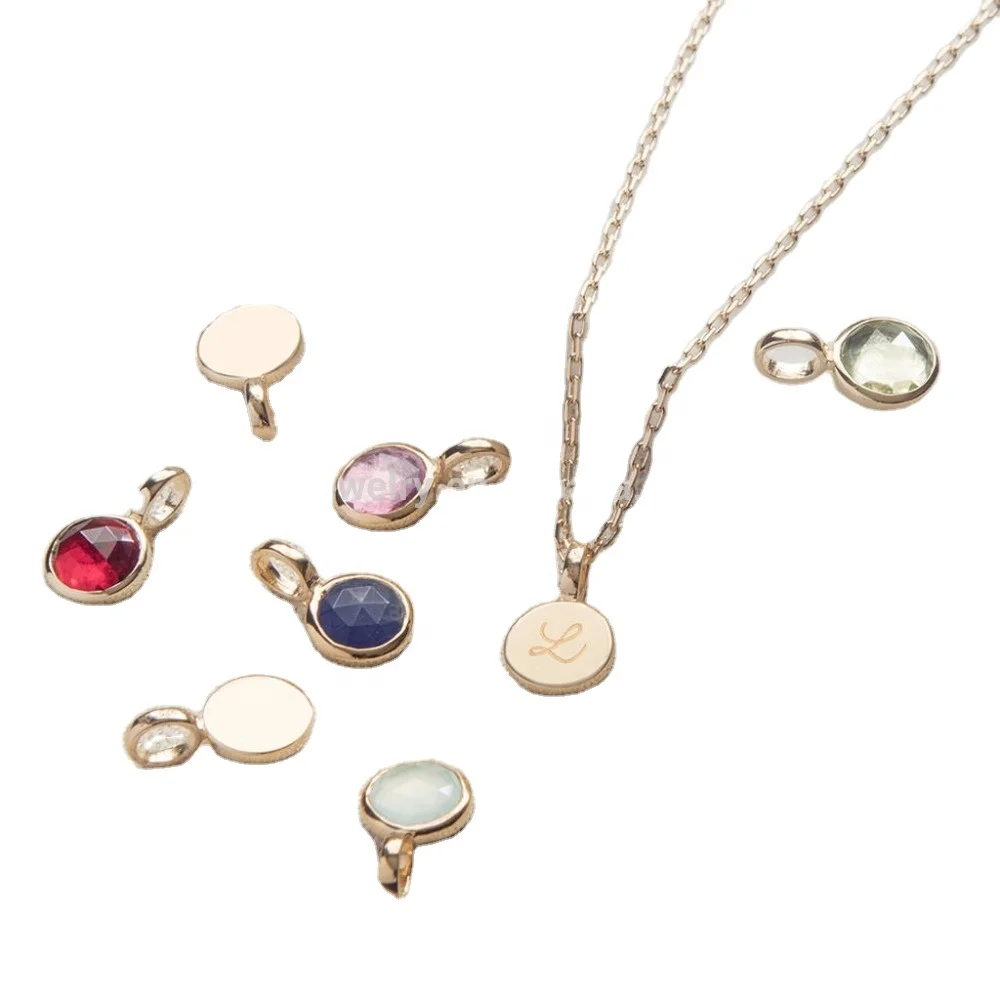 

2020 custom name design Women birthday stone sterling silver necklace jewelry with 12 colors month necklace, Color
