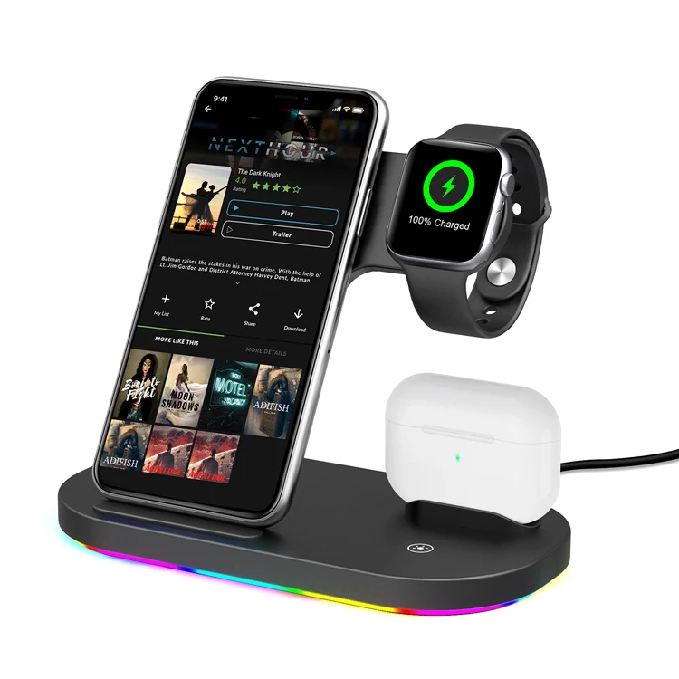 

hot sale mi iphone fast 15w wireless charger 3 in 1 for phone eraphone watch