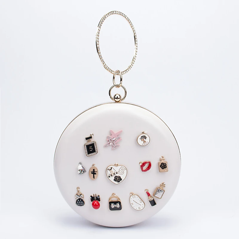 

fashion bridal wedding design luxury crystal purse party Round crystal clutch bag Chains Evening Bags