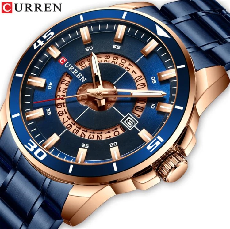 

CURREN 8359 Men's Charming Quartz Watches Formal Business Stainless Steel Gold Metal Bands Luxury Watch For Man Original, As show / custom colors