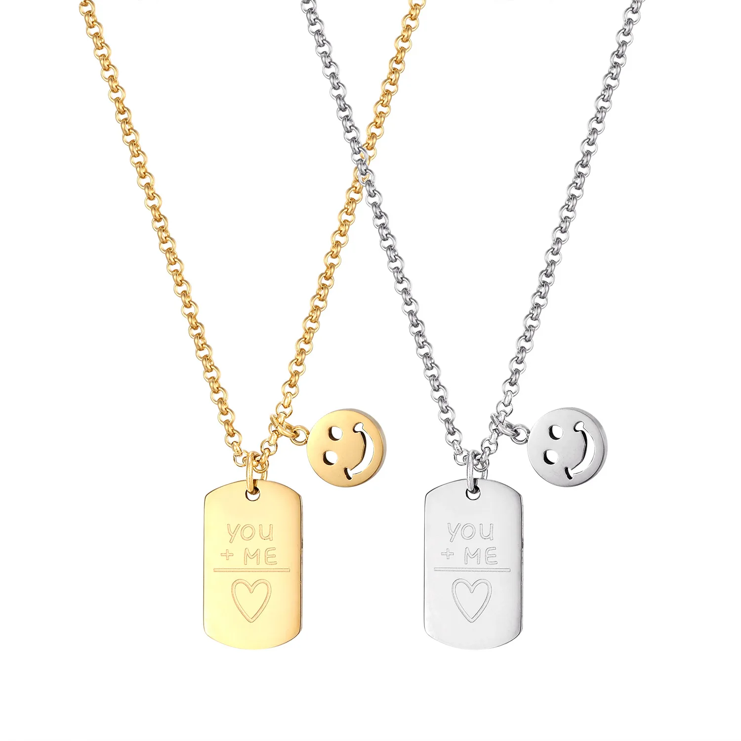 

Creative Jewelry High Quality Stainless Steel Choker Smile Face Necklace, As picture