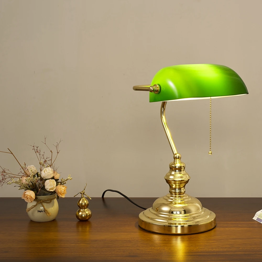 Collectibles 9x5" Vintage Green Glass Desk Bank Banker Lamp Shade Cover