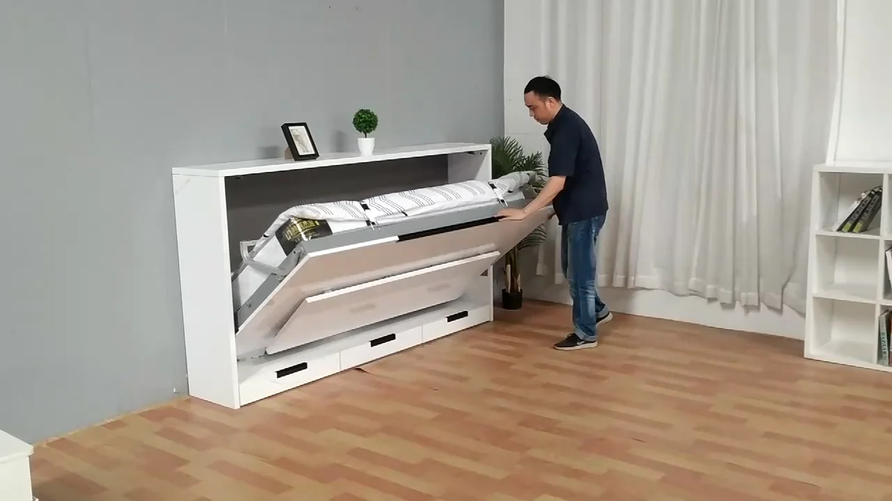 Small Space Saving Bedroom Furniture Horizontal Folding Wall Bed With