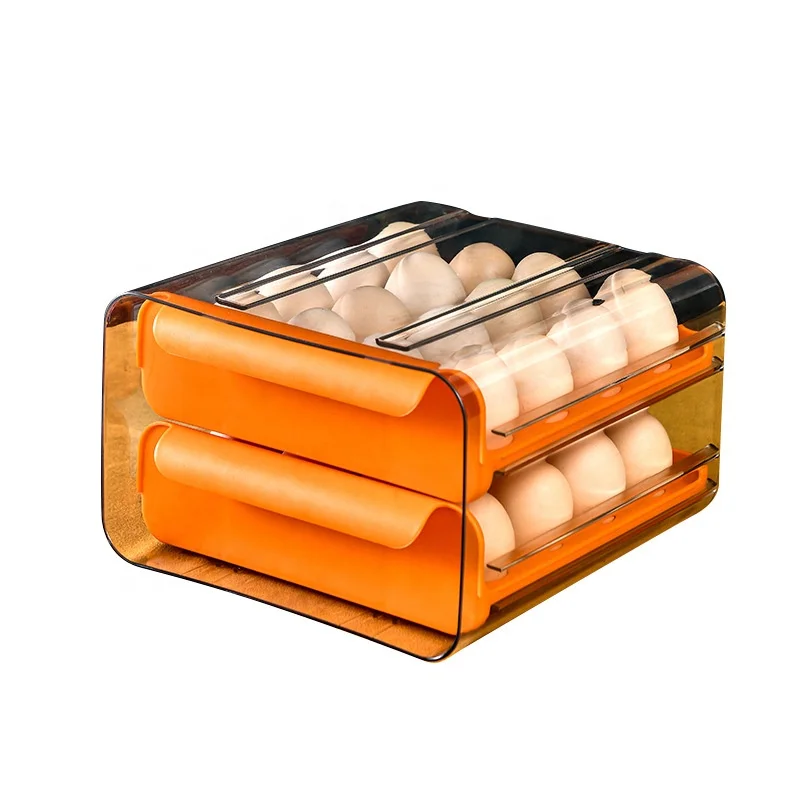 

New Drawer Type Egg Box 32 Grid Household Kitchen Refrigerator Double-layer Fresh-keeping Box Multi-layered Egg Box Egg Tray