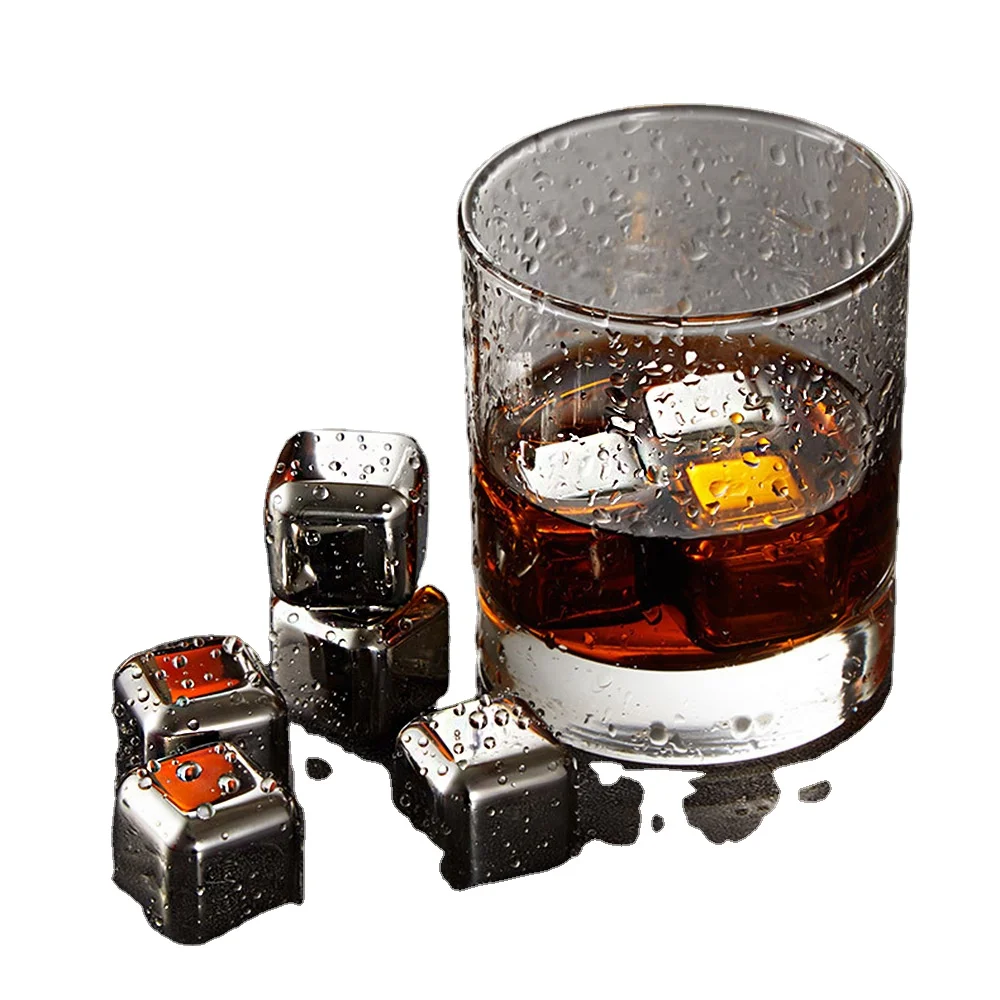 

Silver reusable metal ice cubes stainless steel whiskey ice cubes