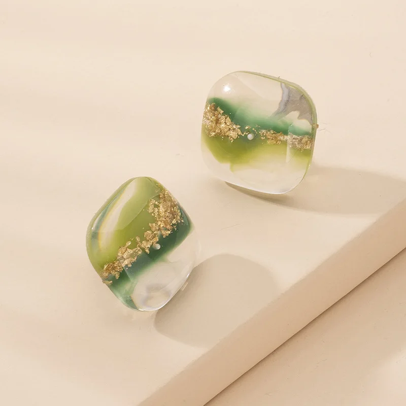 

Minimalist Trendy Oval Square Jade Green Acrylic Stud Earring