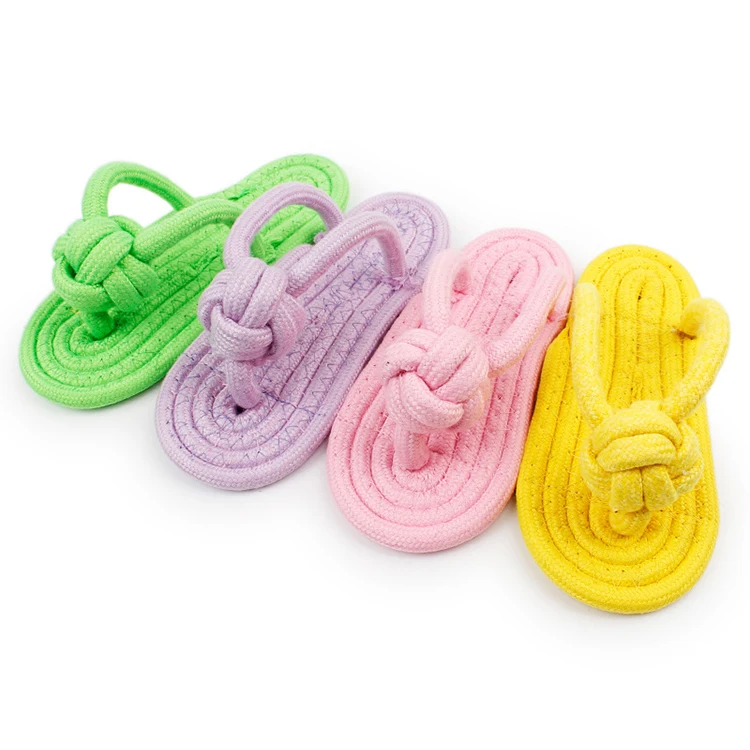 

High Quality Bite Resistant Chewing Teeth Cleaning Cotton Rope Slipper-shaped Pet Dog Toy, As pictures