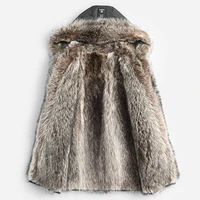 

Men Fashion Genuine/Real Raccoon Fur Shearling Parkas Natural Raccoon Fur Lining Shearling Jacket/Coat with Raccoon Fur Hooded
