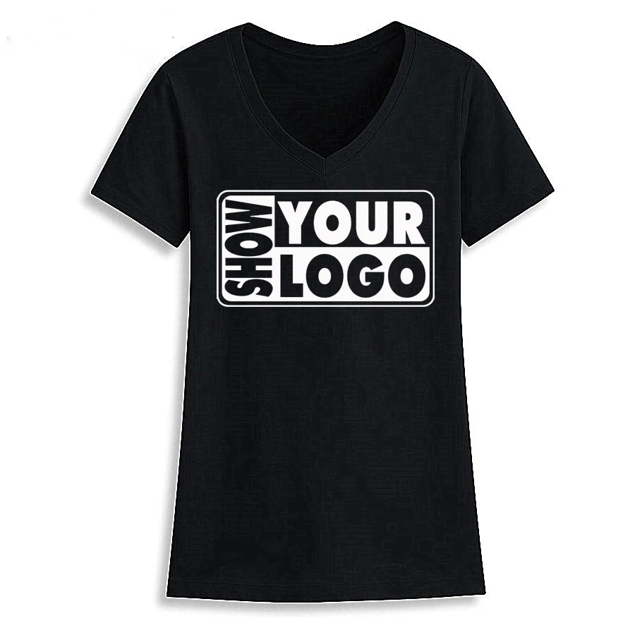 

Custom printing free shipping 63V00L 100% American cotton women v neck shirt