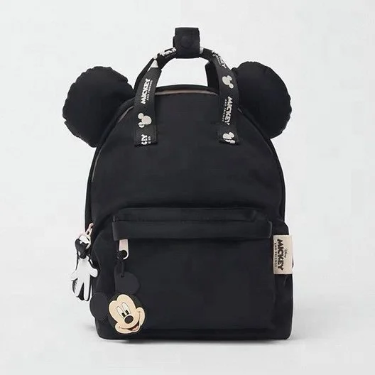 

New Nylon Mouse Cute Large Capacity ZA Children Backpack, Black,pink