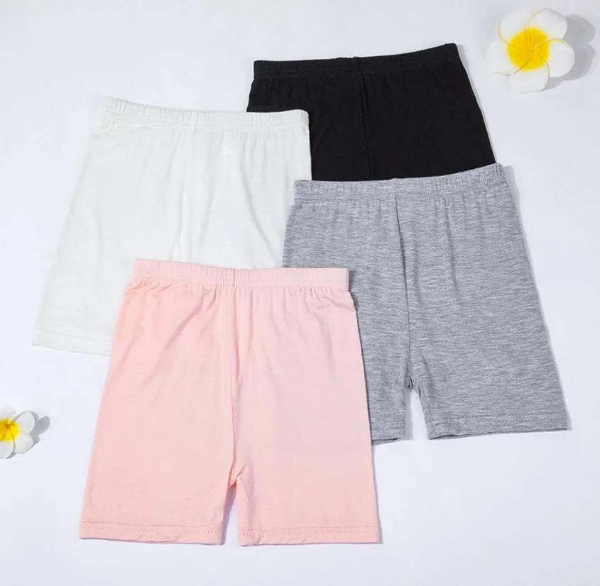 

2020 Summer Soft Solid Kid Girl Safety Shorts Cute Girl Biker Shorts for summer, Black gray white pink