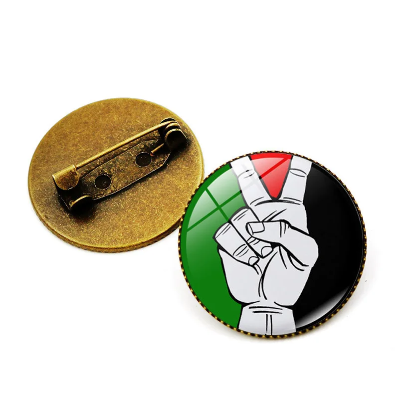 

High-grade Metal Badge Epoxy Dome Dress Bag Accessories Palestine Flag Lapel Pins For Promotion Gift