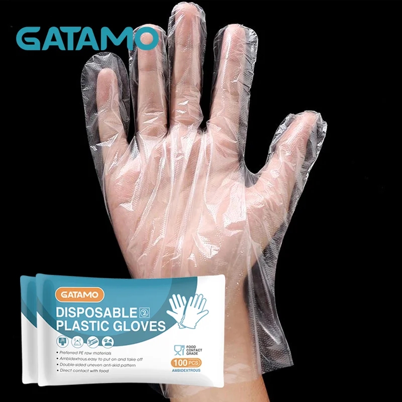 

SW02 Gatamo Cheap Multipurpose Disposable Clear Transparent HDPE Kitchen Food Grade Plastic PE Gloves