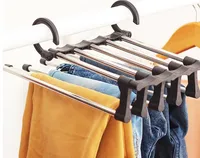 

Household Fashion 5 in 1 Pant rack shelves Stainless Steel Clothes Hangers Multi-functional Wardrobe Hot Sale Magic Hanger