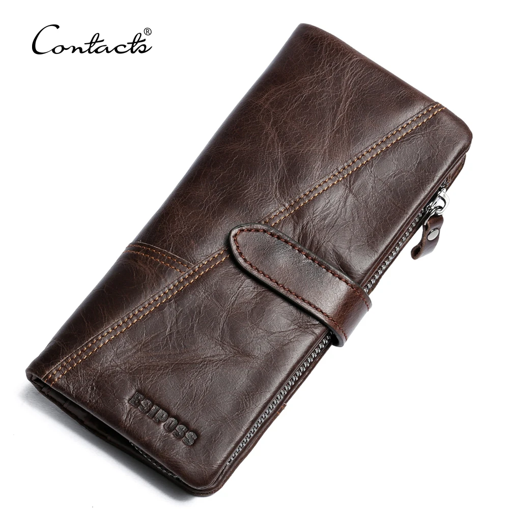 

contact's dropship factory custom odm/oem/color cellphone/card holder zipper pocket genuine leather long leather wallet for men, Black/brown/coffee/red/green