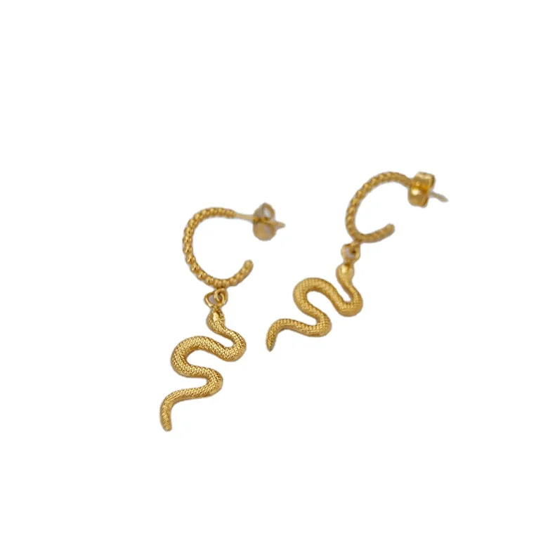 

Trending products 2021 new arrivals fashion Jewelry 316L snake earrings stainless steel women