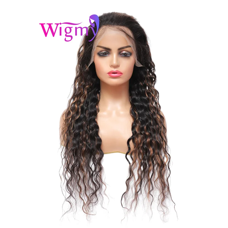 

water wave Highlight Colored Human Hair Wigs 13X4 Ombre Straight Lace Front Wig Highlight Lace Front Human Hair