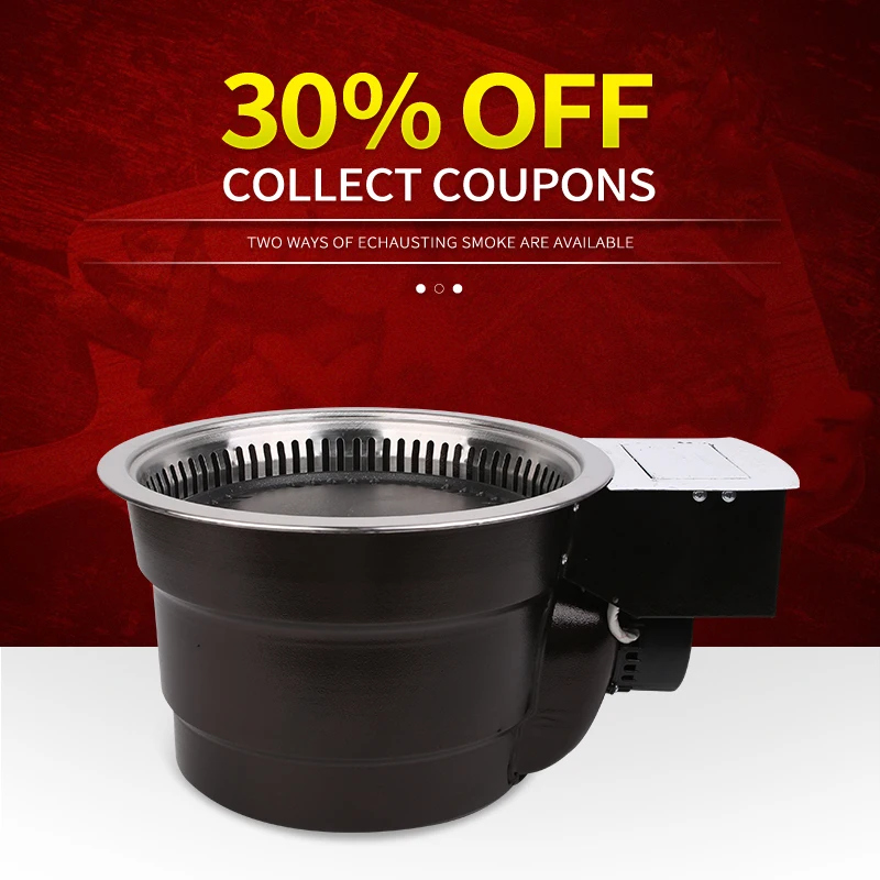 Korean Barbecue Smoke Downward Exhaust Fan Round Wire Mesh Grill Non-stick Bbq