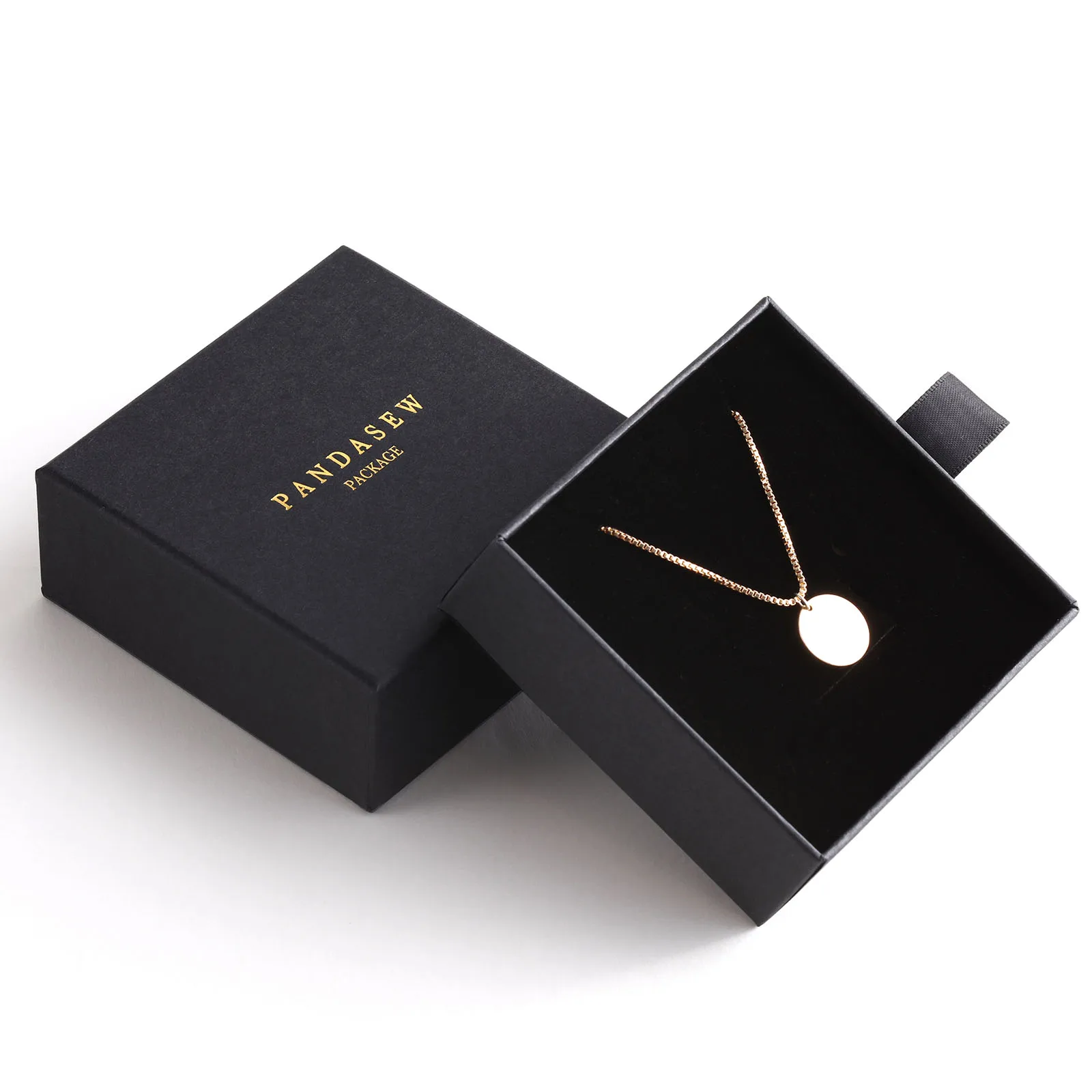 

PandaSew Custom Logo Printed Jewelry Box Sets Gift Ring Pendant Packaging Boxes Display, Black,pink,white
