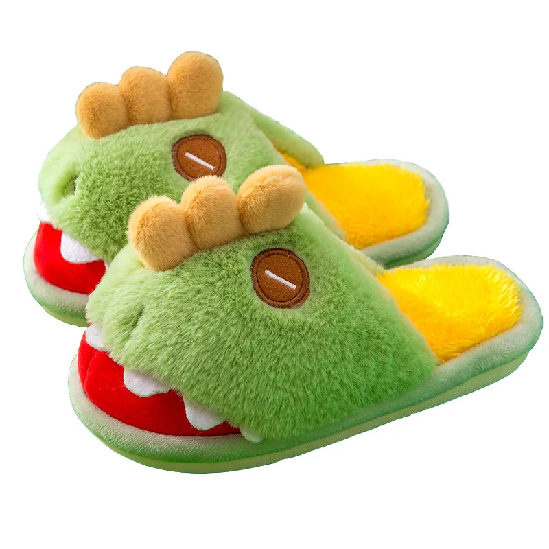

New children's autumn winter slippers Boys cartoon dinosaur slide with soft sole indoor warm slides, As the pictures