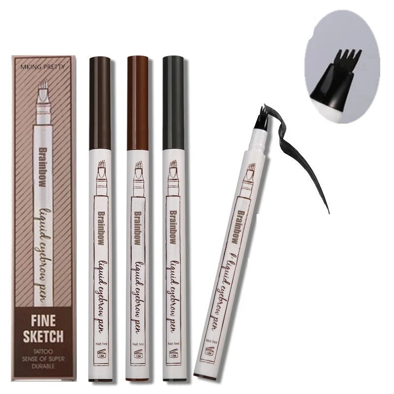 

4 Color Eyebrow Pencil Tint 4 Tip Brow Tattoo Pen Paint Makeup Eyebrows Waterproof Cosmetic Eye brow Liner, 4 colors