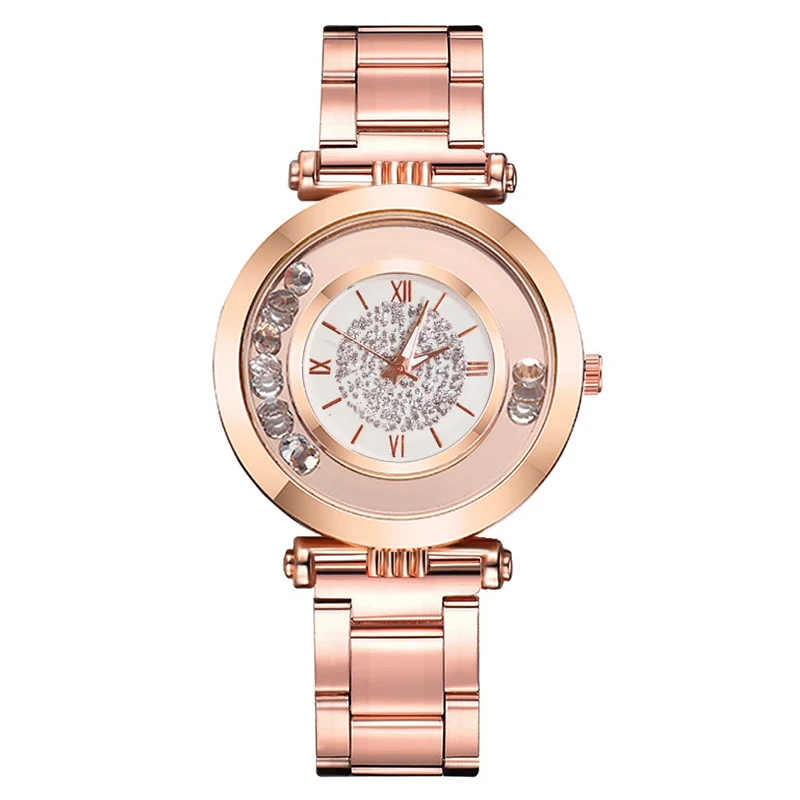 

Hot Sale Fashion Stainless Steel Rose Gold & Silver Band Quartz Watch Luxury Women Rhinestone Watches Valentine Gift reloj mujer