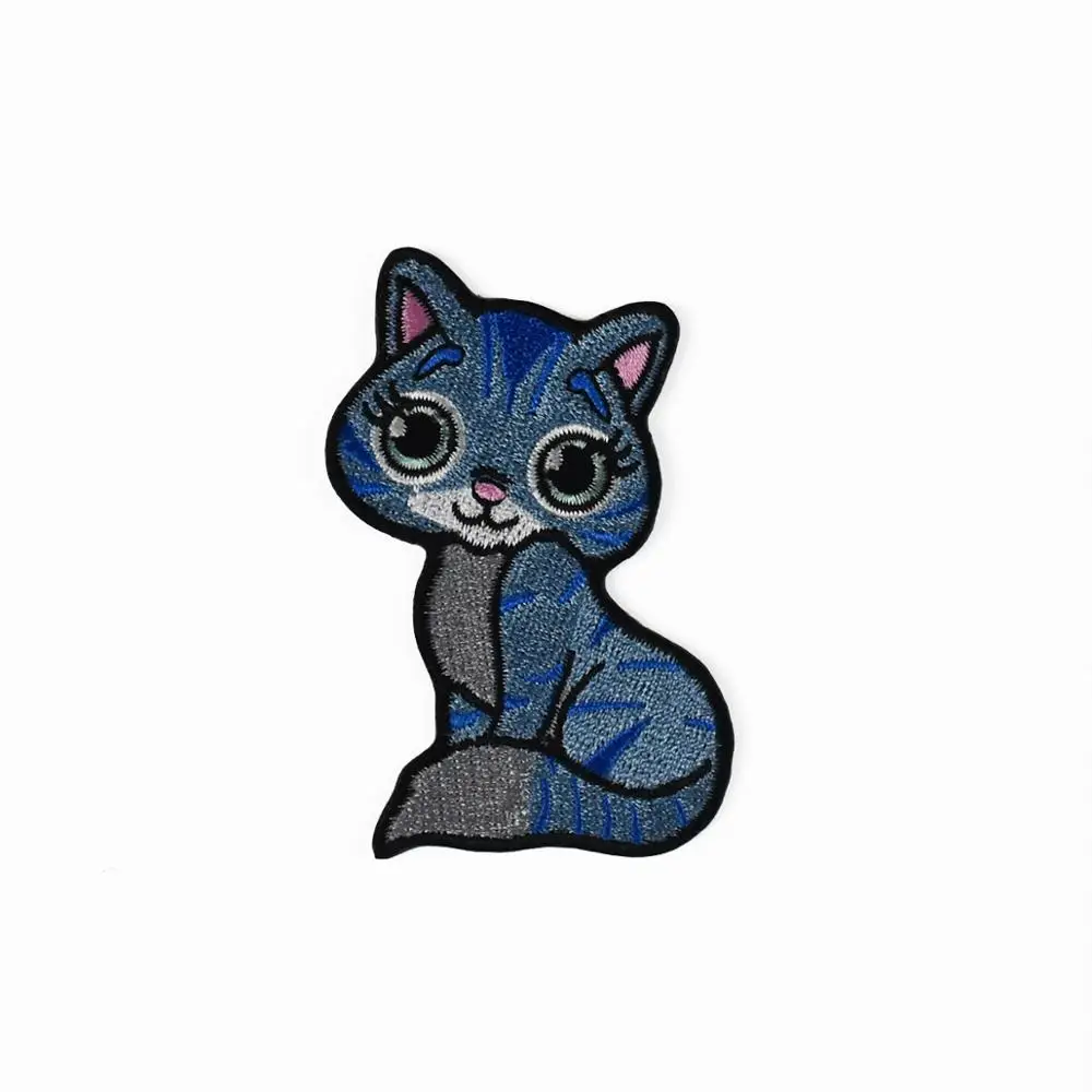 

Cute Cat Embroidered Twill Iron on Patches Clothing Appliques Sewing Heat Press Embroidery Patch for Clothing