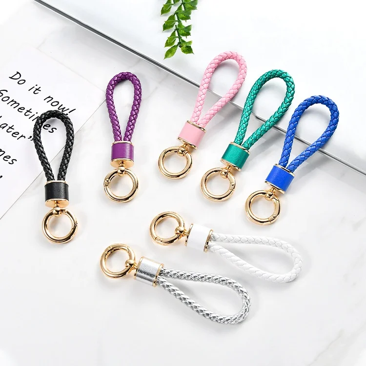 

New Microfiber Woven Keychain Metal Car Handbag Decoration Pedant Female Bag Small Gift Keychain