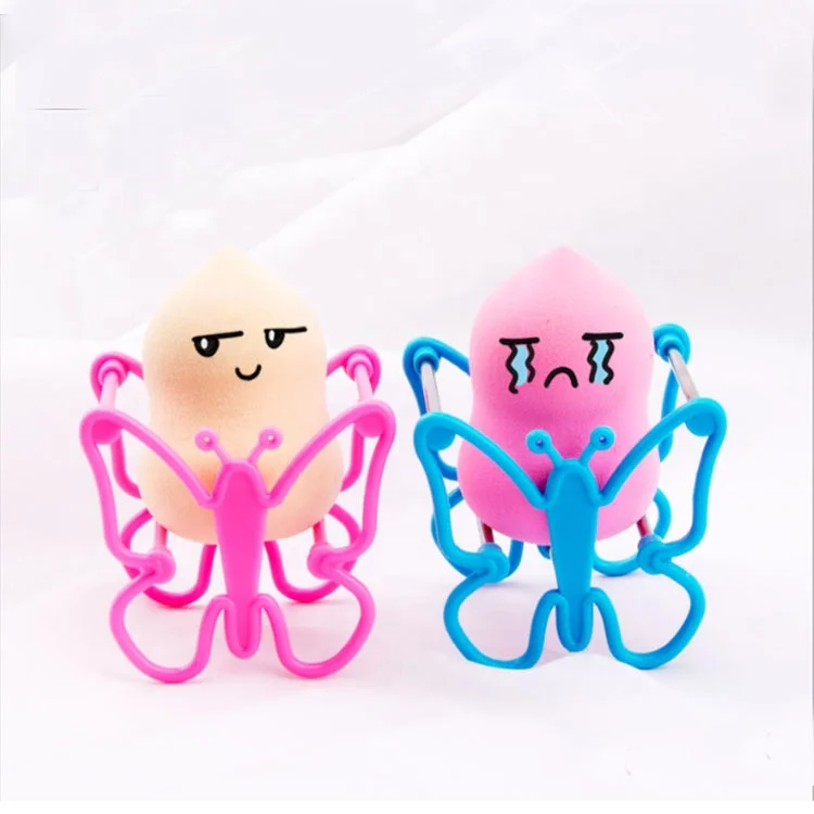 

Makeup Sponge Puff Holder Butterfly Shape Stand Display Sponge Puff Drying Storage Bracket, Pink, blue