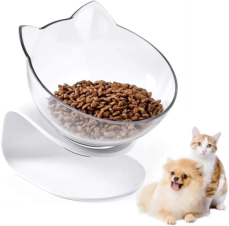 

15 Degree Tilted Design Adjustable Cat Elevated Bowl with Raised Stand 15 Degree Tilted Pet Cat Bowl