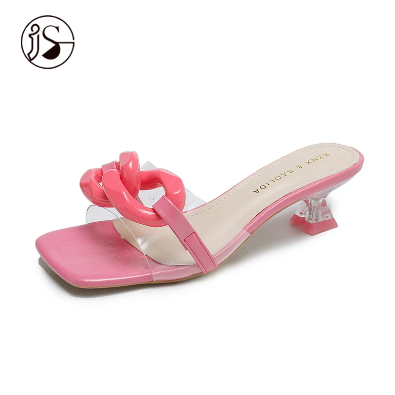 

Factory wholesale can be customized Women slippers Summer fashion lady sandals Metal logo fashion high-heeled lady sandals