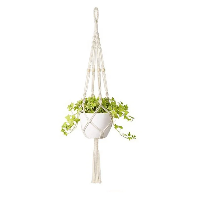 

105cm 41inch Jute and cotton rope with beads hanging planter basket