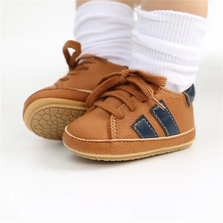 

Breathable Kid Child Infant Newborn Girls Boy Prewalker Brown Anti-Slip Soft TPR Sole Sports Leather Baby Shoes Sneakers Branded, White, yellow, black, brown