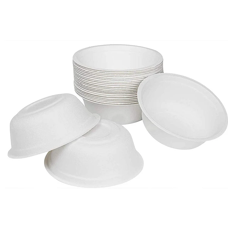 

Recycled Eco-friendly Disposable  Compostable Sugarcane Bagasse Pulp Dog Bowls, White