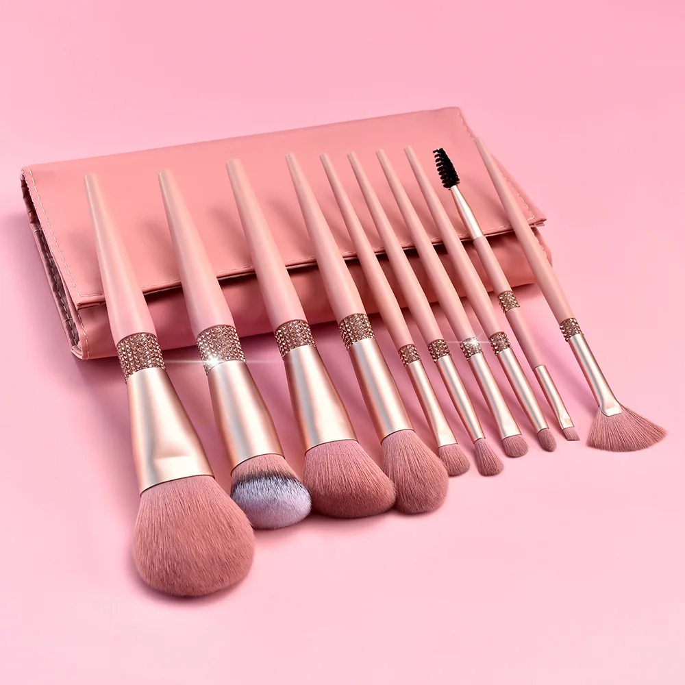 

Wholesale Rose Gold Makeup Brush Set With Case10pcs Pink Makeup Brushes