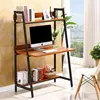 Cheap price simple portable solid wood 3 levels book shelf table lamp desk ladder desk and chair