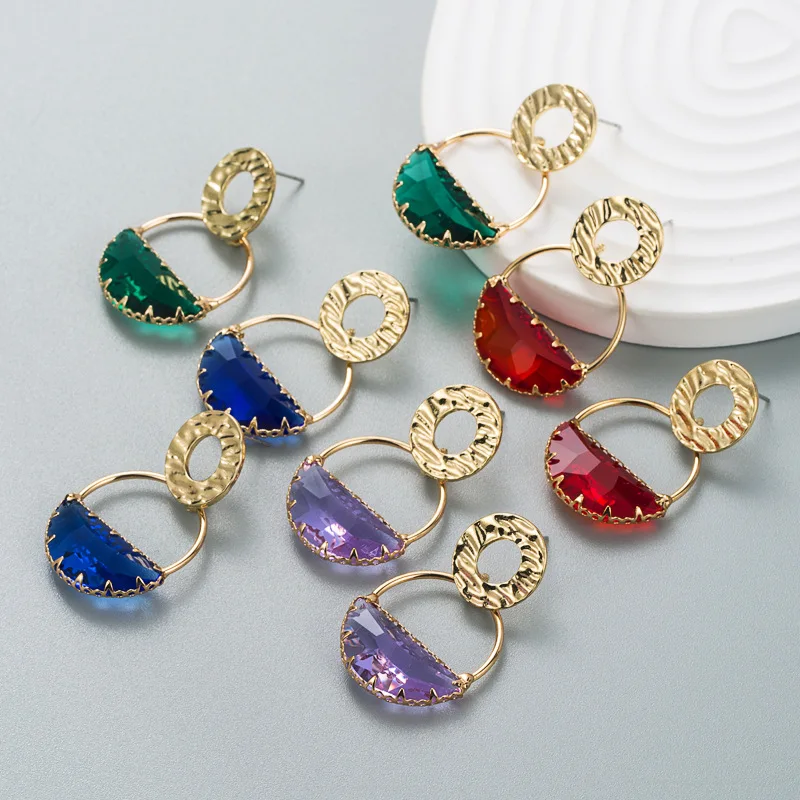 

Hot selling fashion earrings crystal gemstone high-quality simple earrings