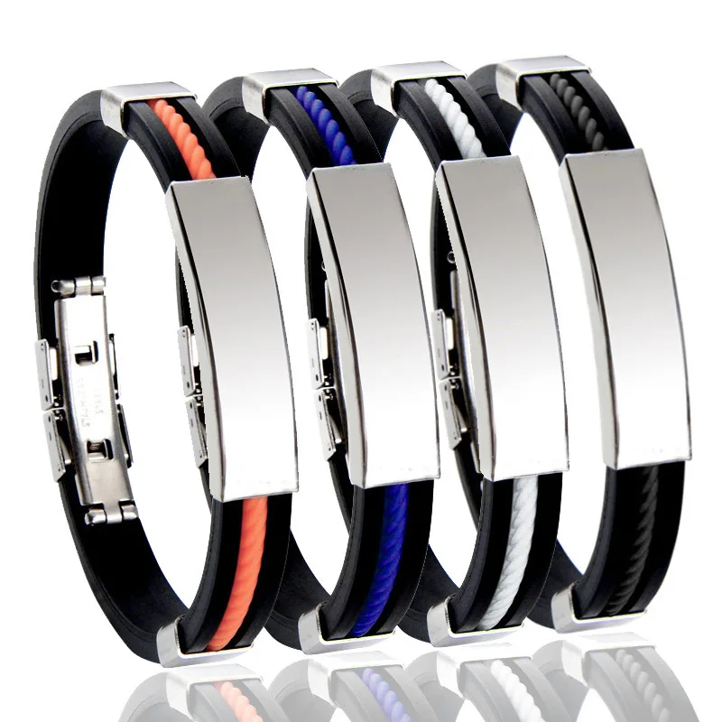 

Titanium Steel Silicone Men's and Women's Bracelet Stainless Steel Bracelet Star