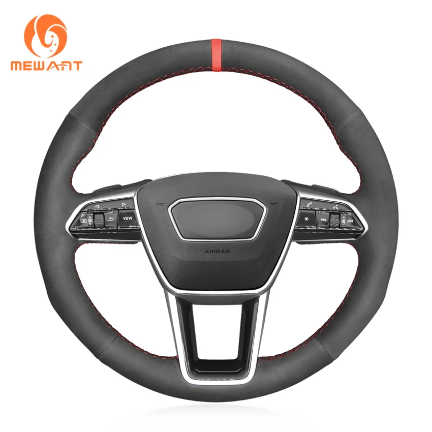 

Custom Hand Sewing Black Suede Steering Wheel Cover for Audi A6 Avant C8 Allroad A7 Sportback K8 2018 2019