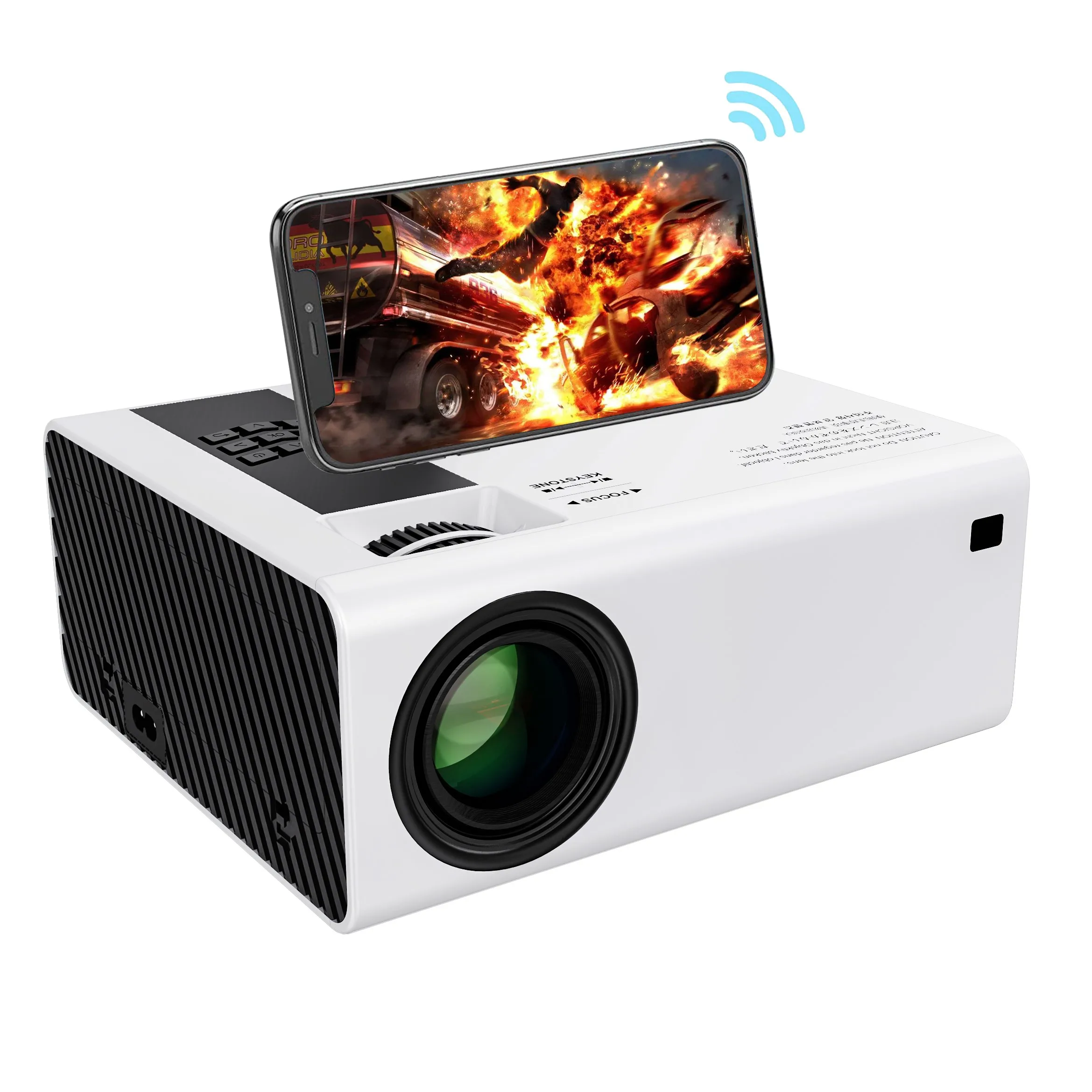 

Factory New Portable Mini Led Projector LCD Y6 200" Native 600P 190 Ansi Lumens Smart IOS/Android Phone WIFI Pocket Projector, White